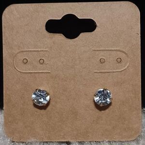 Clear Rhinestone Gold-Toned Stud Fashion Earrings